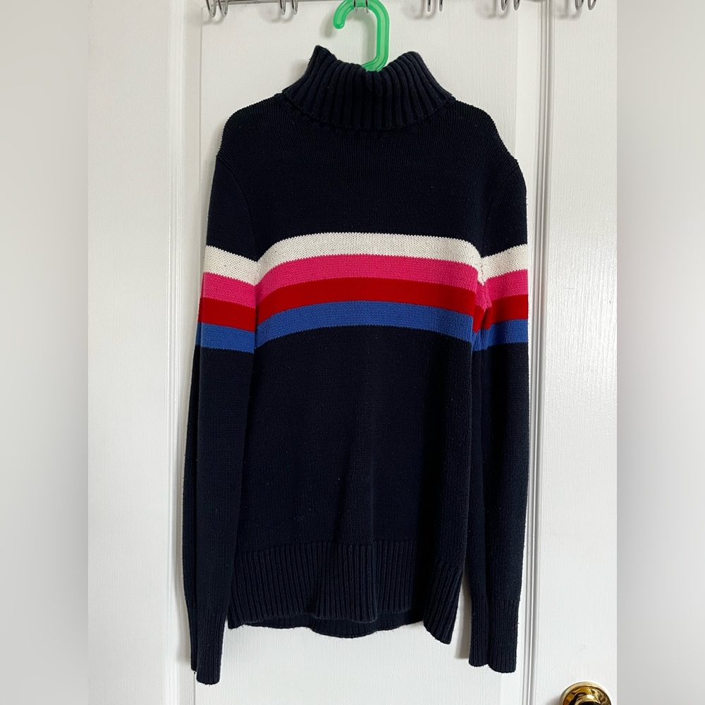 Turtleneck Knit Sweater With Stripes